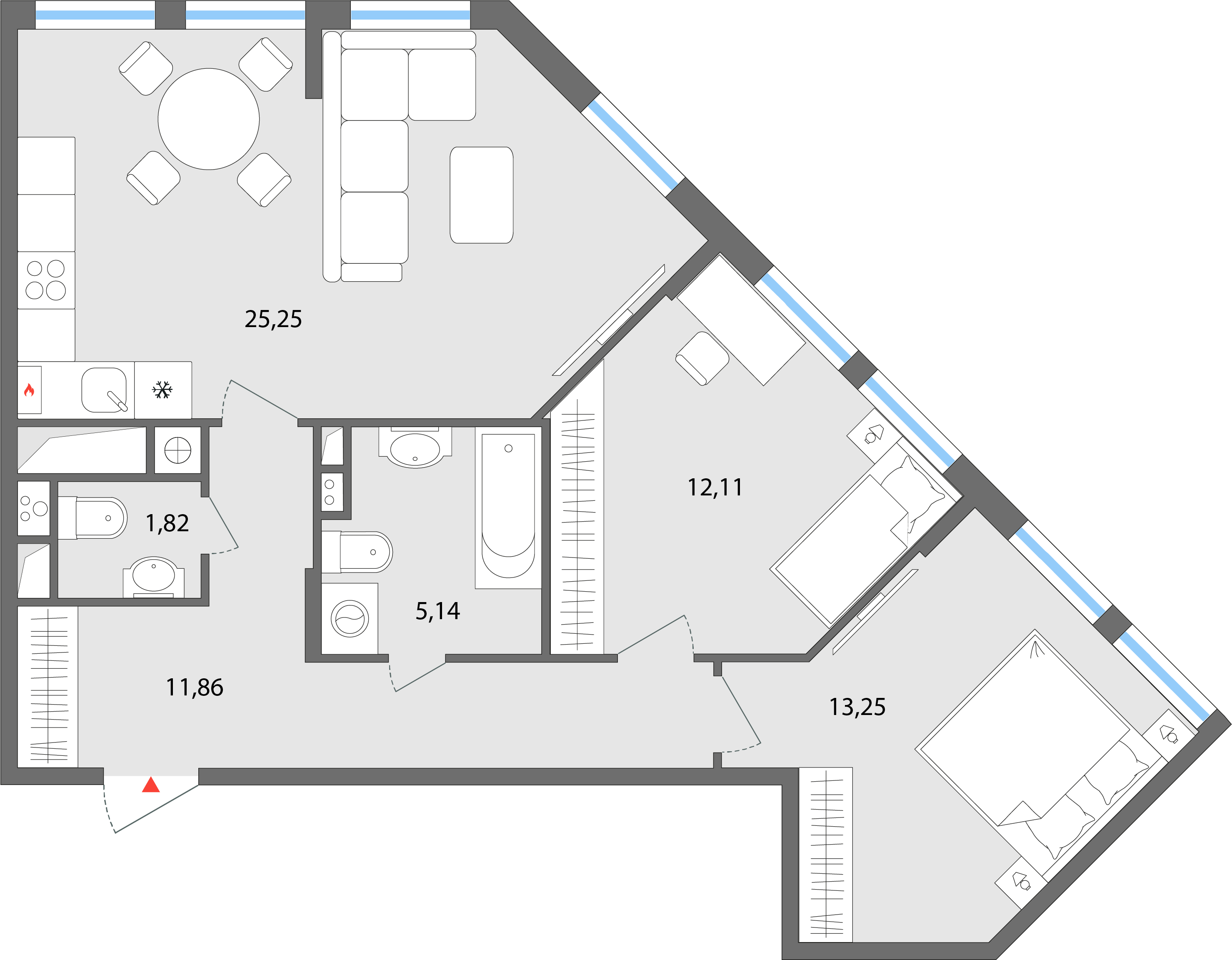 3-к 69,43 м² - ЖК Эльта - купить квартиру в Ельце от застройщика